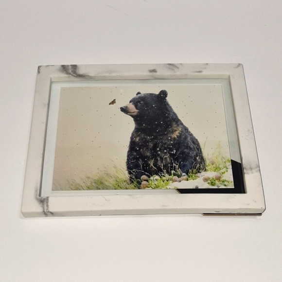 BLACK Bear with Butterfly Watercolor Oil Painting Framed Art Print‎ - Picture 4 of 9